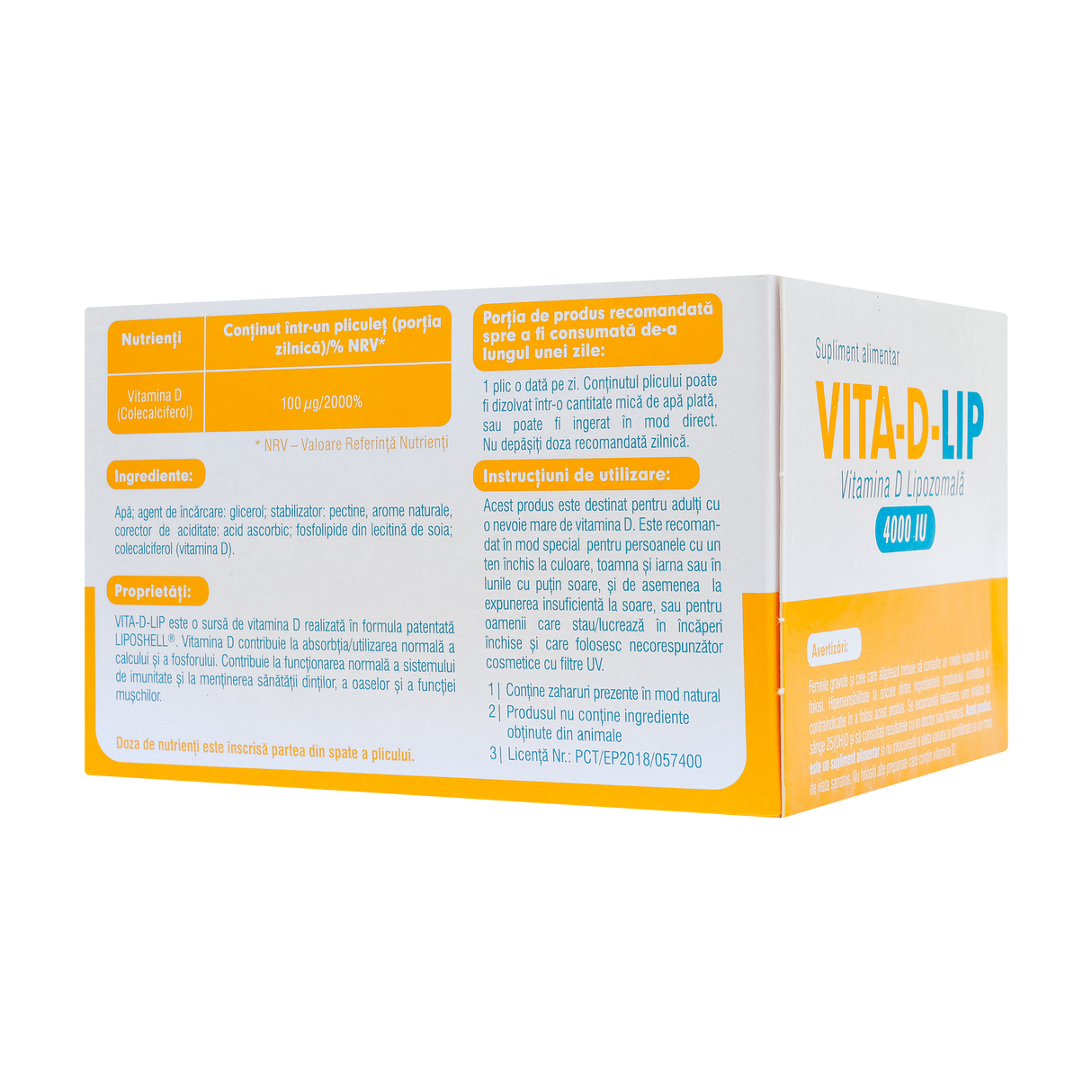 Vitamina D 4000 UI Lipozomala 30 plicuri