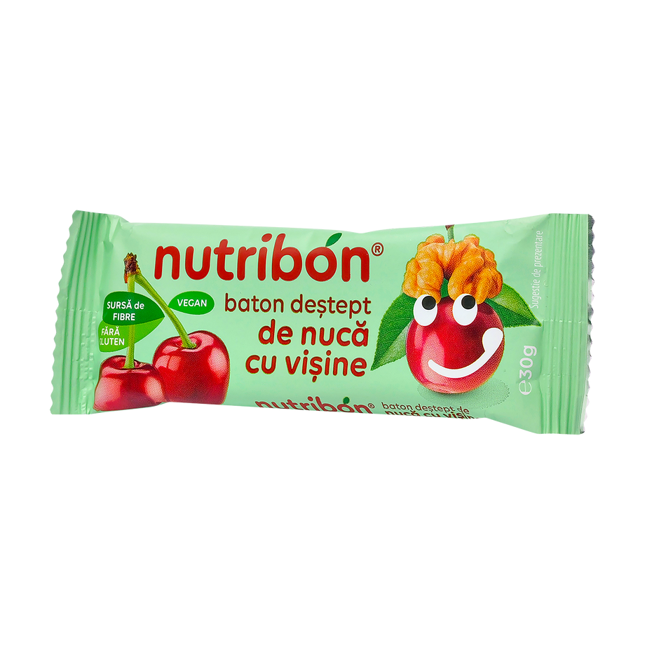 Baton Vegan de Nuca cu Visine fara gluten "Nutribon" 30 g