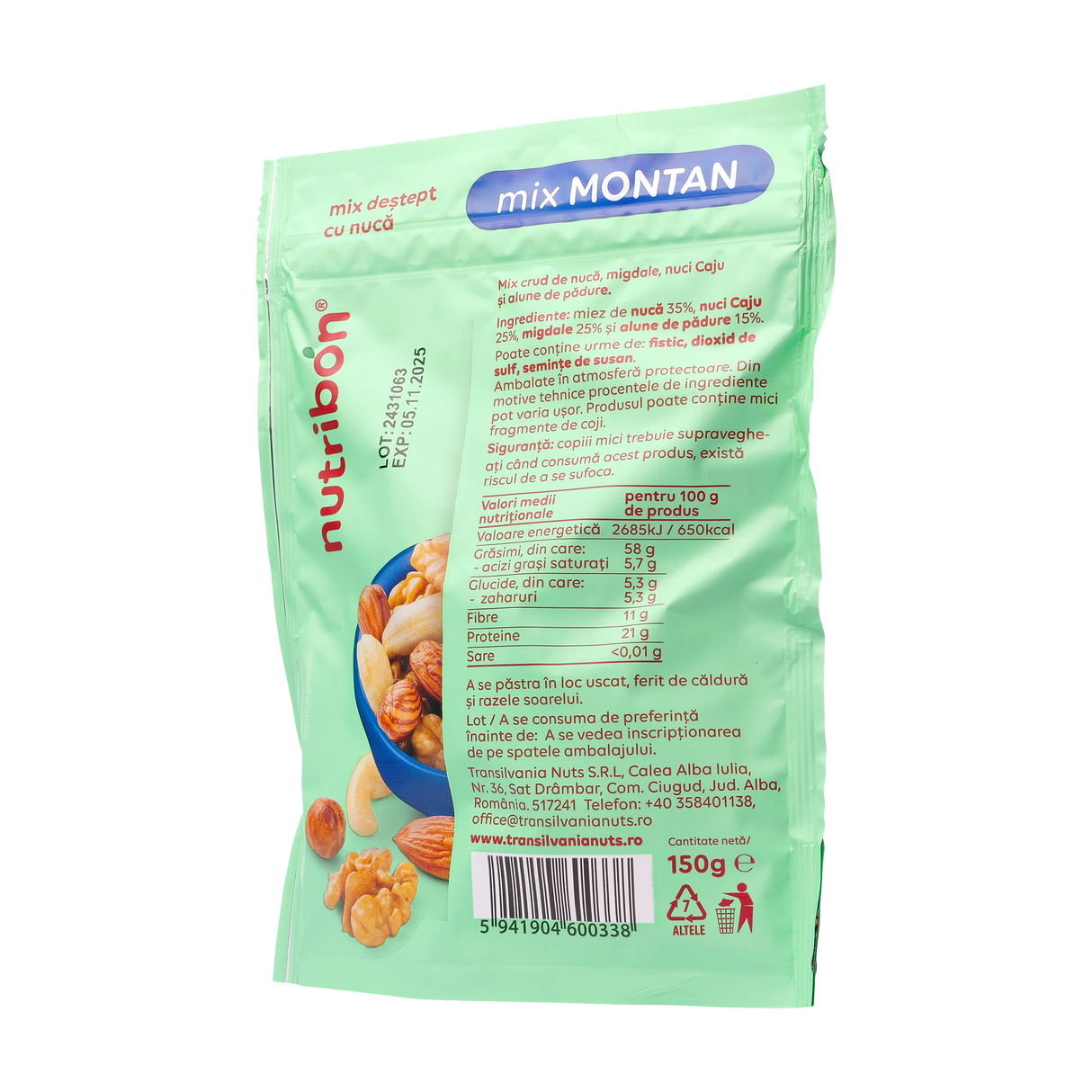 Mix montan (miez de nuca, caju, alune nedecojite, migdale) 150 g