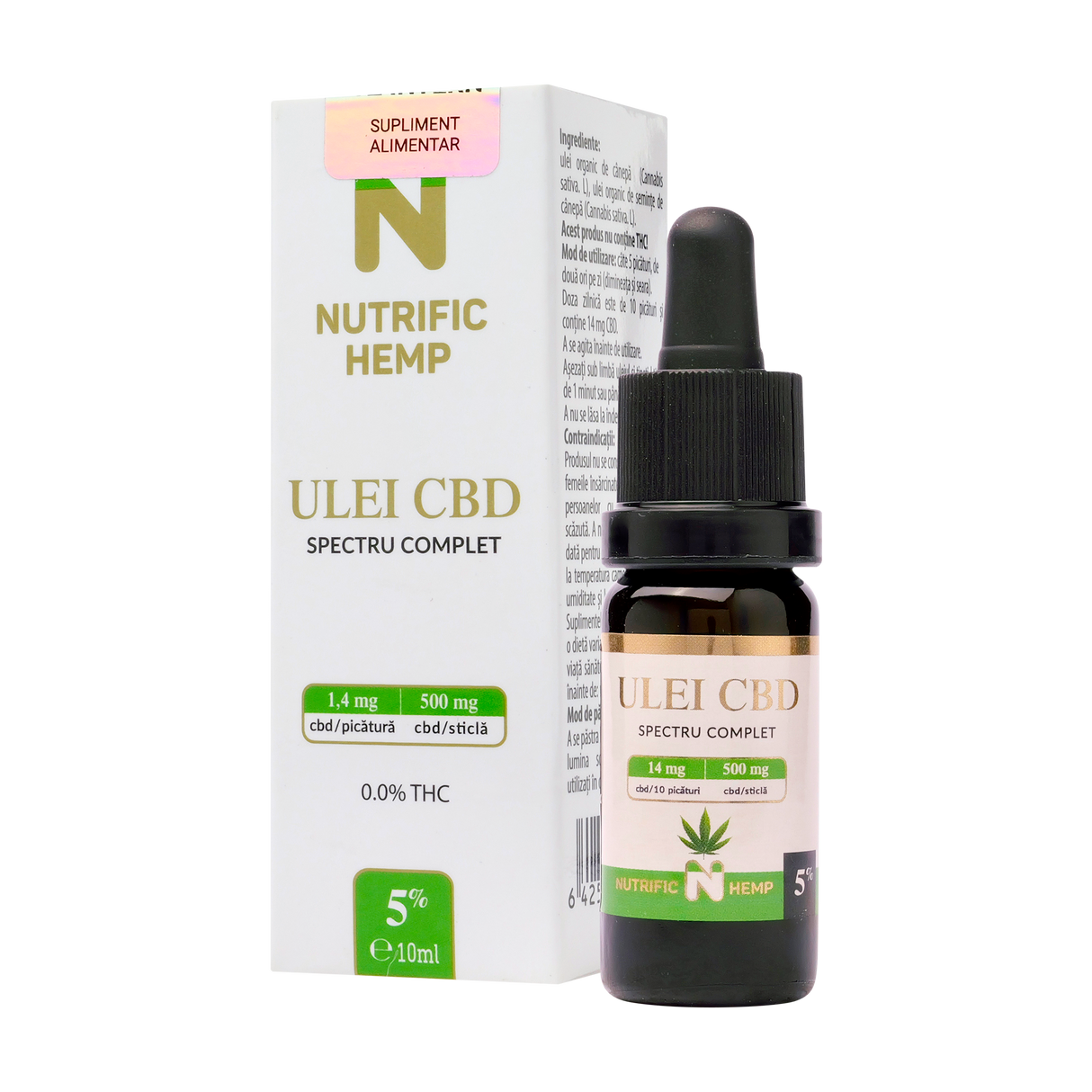 Ulei cbd 5%, spectru complet 500 mg CBD 10 ml
