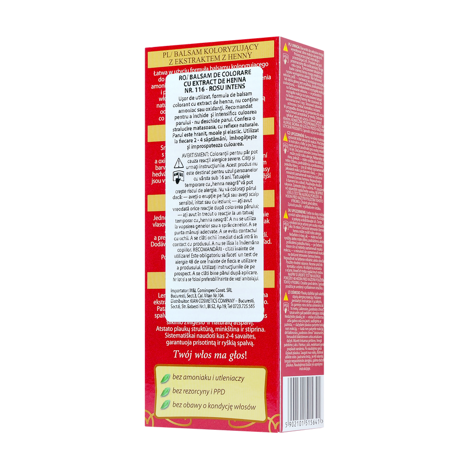 Balsam colorant par henna sonia nr.116 - rosu intens 75 g