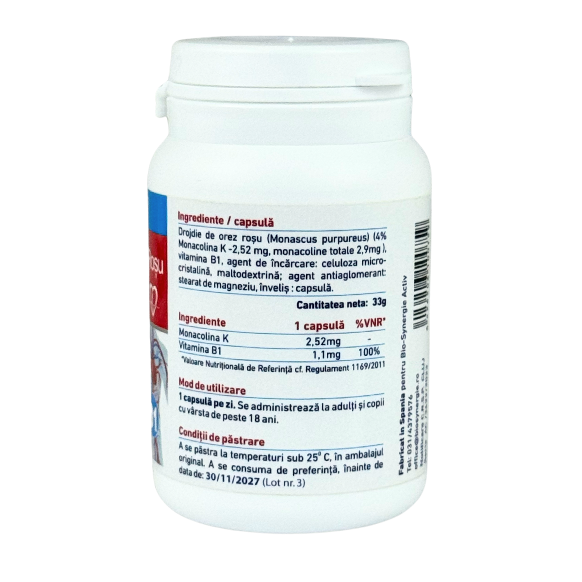 Drojdie de orez rosu +vitamina B1 60 capsule