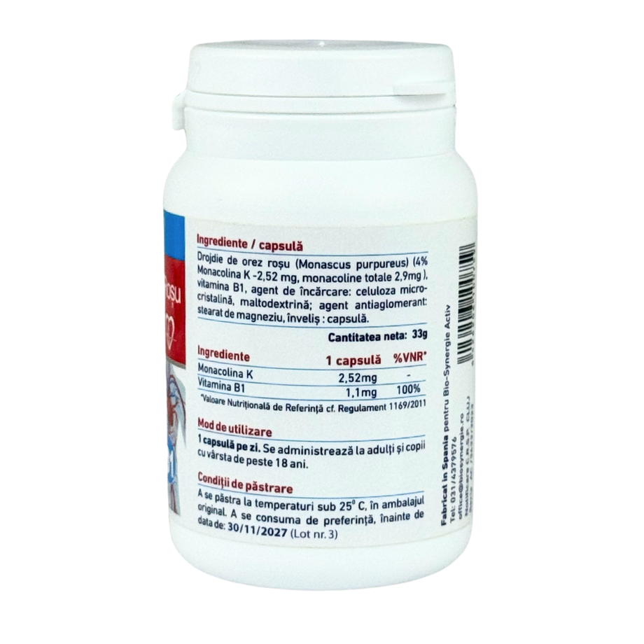 Drojdie de orez rosu +vitamina B1 60 capsule