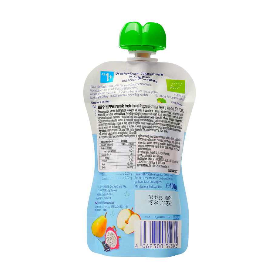 Piure de fructe Hippis fructul dragonului-coacaze nege-mar-para 100 g