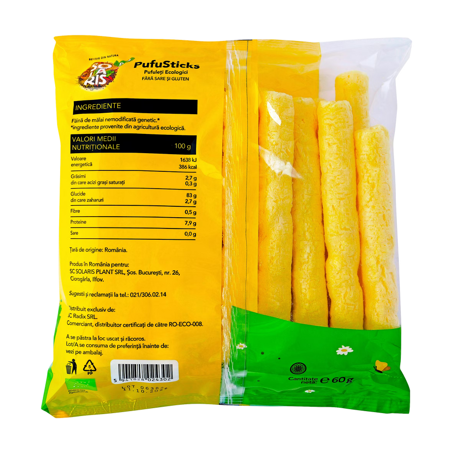 Pufuleti Pufusticks fara sare si gluten 60 g