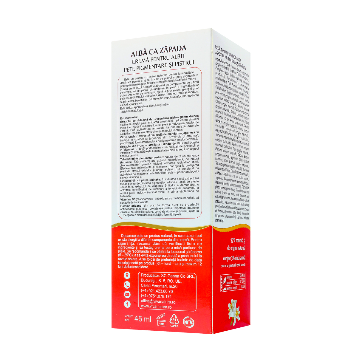 Crema pentru albit pete pigmentare si pistrui 45 ml