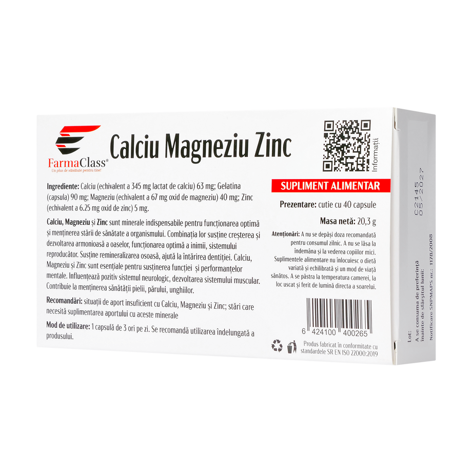 Calciu magneziu zinc 40 capsule