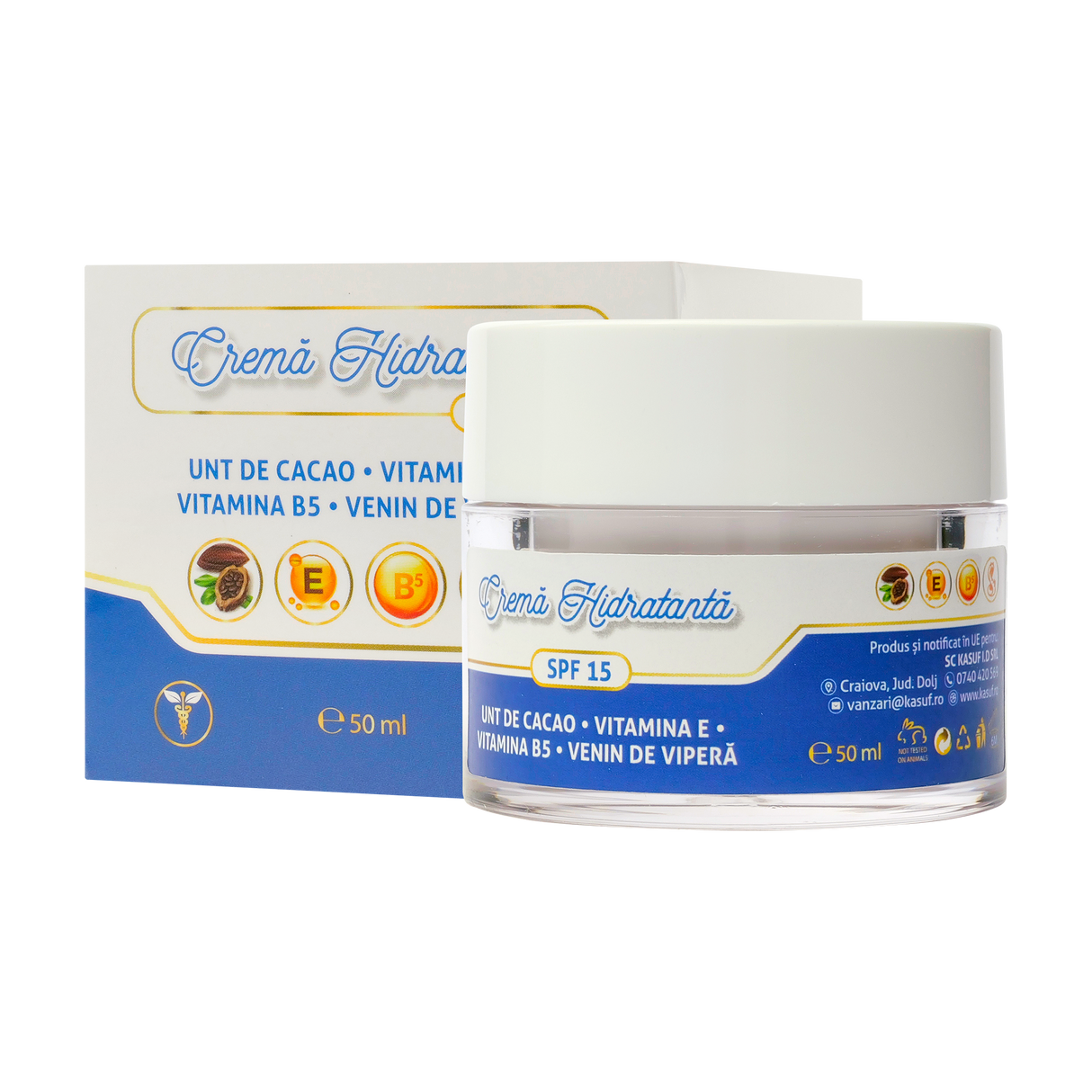 Crema hidratanta cu unt de cacao, vitamina E, B5 si venin de vipera 50 ml