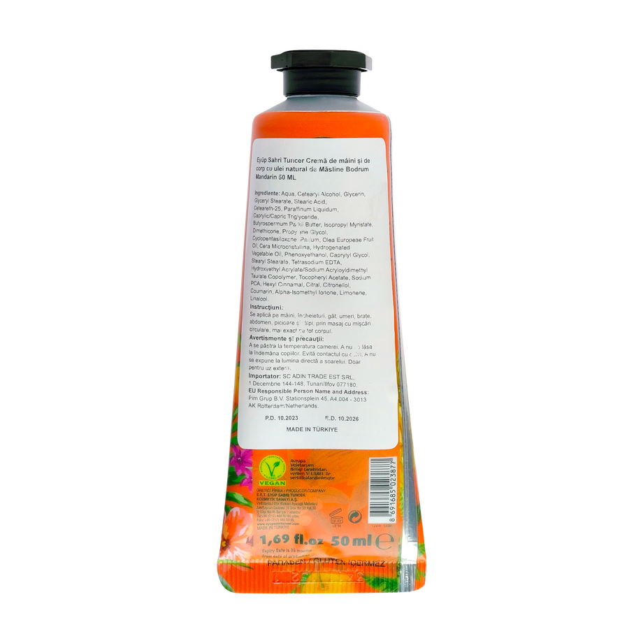 Crema de maini si corp cu Ulei de Masline Bodrum Mandarin 50 ml
