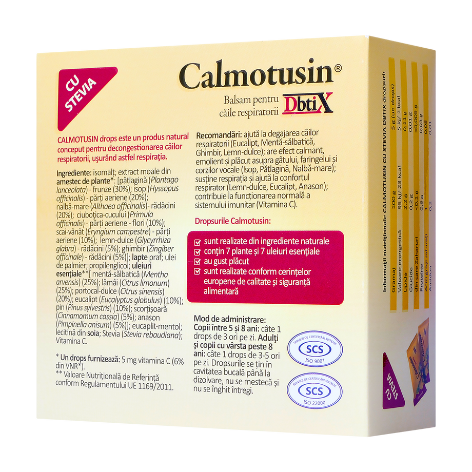 Calmotusin DBTIX stevie si eucalipt 20 dropsuri