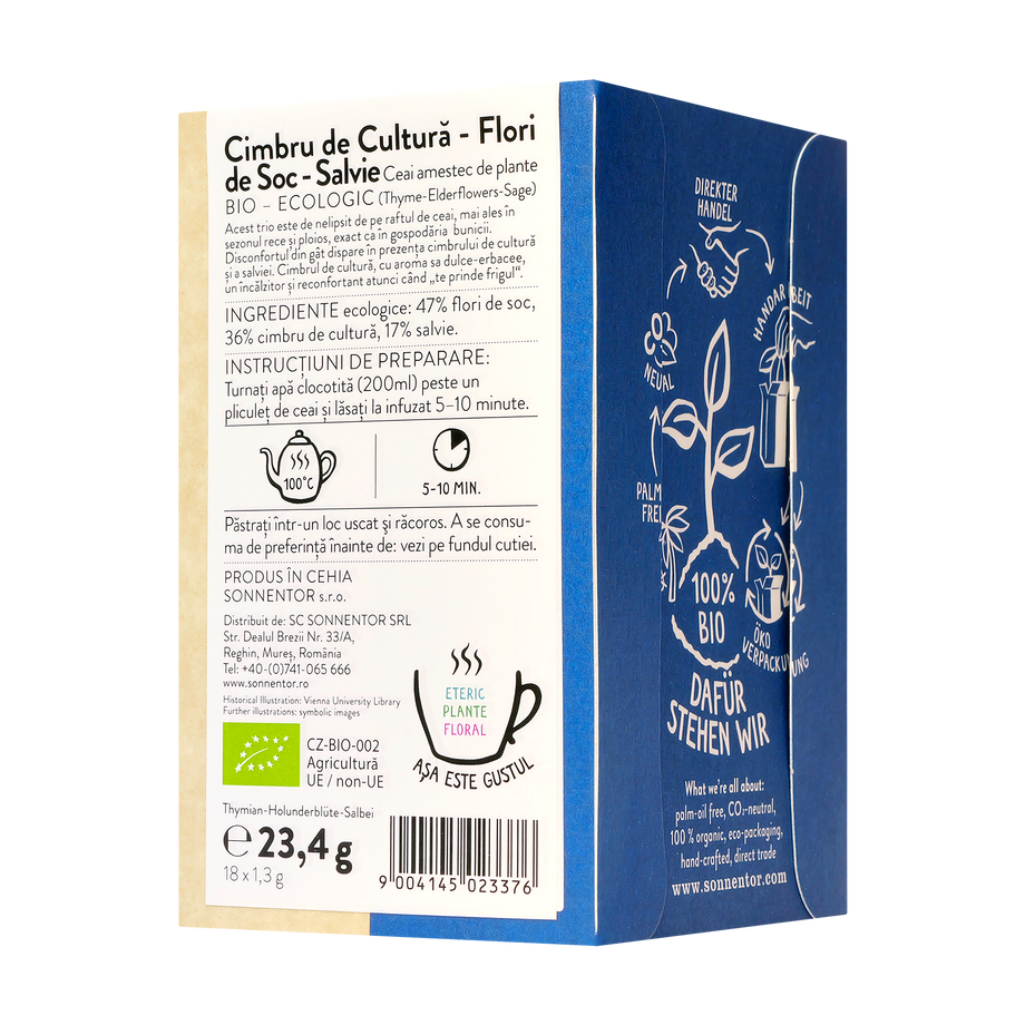 Ceai cimbru de cultura, flori de soc si salvie 18 plicuri