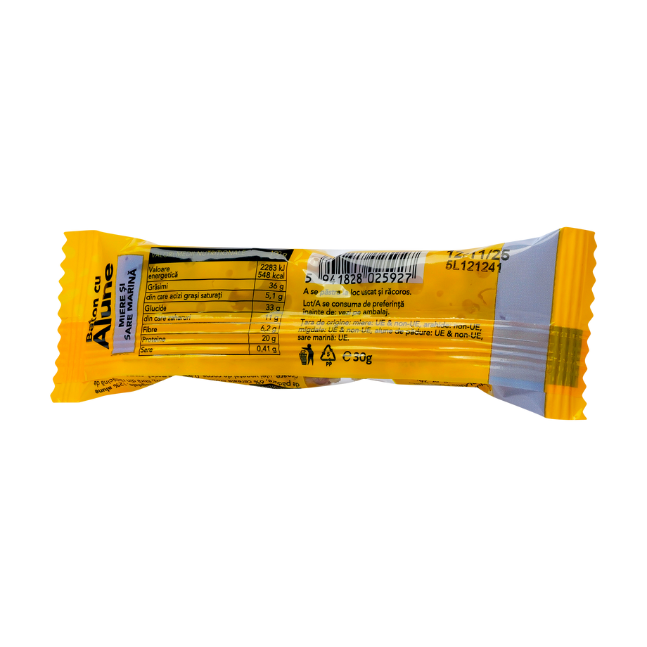 Baton cu alune, miere si sare marina 30 g