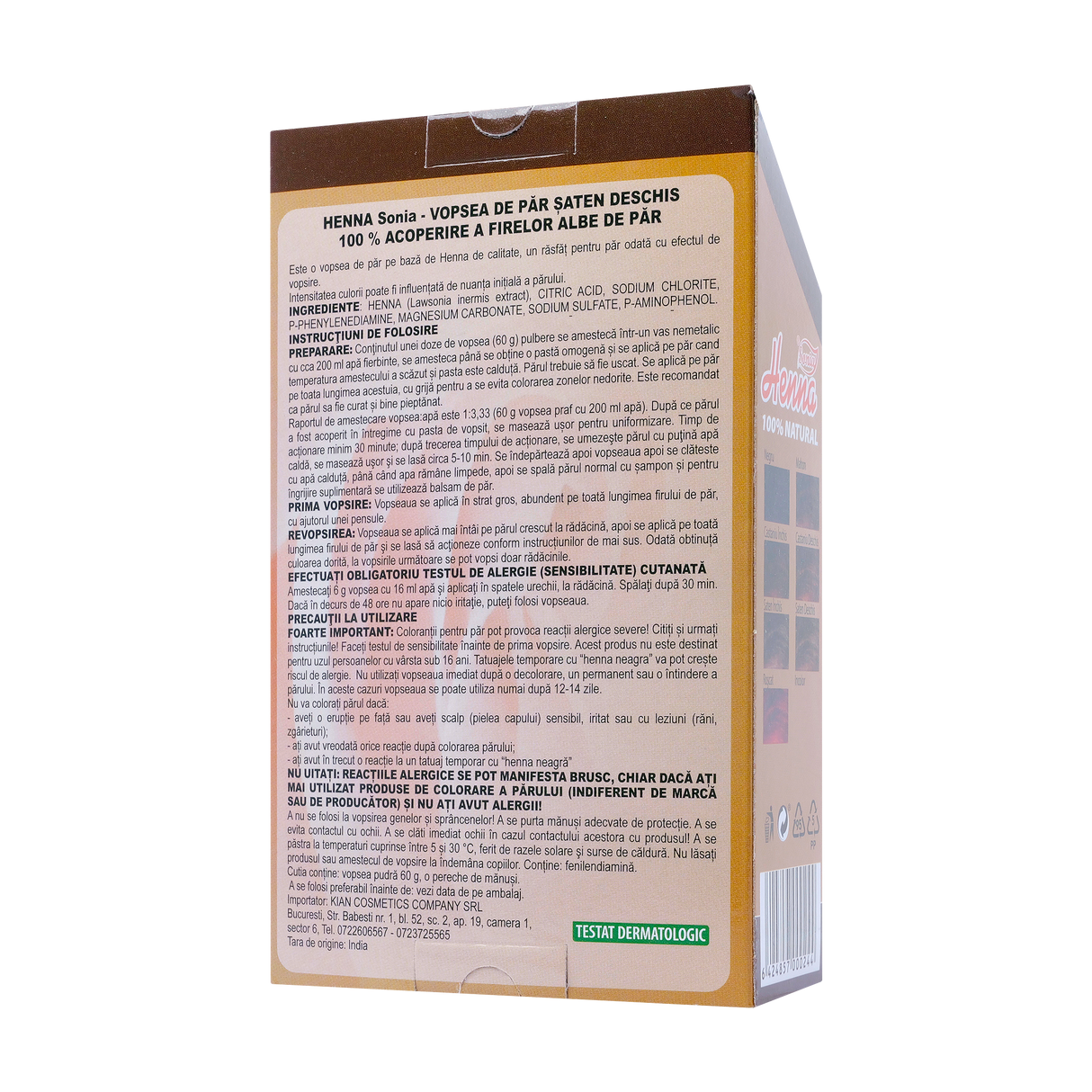 Vopsea par henna sonia premium saten deschis 60 g
