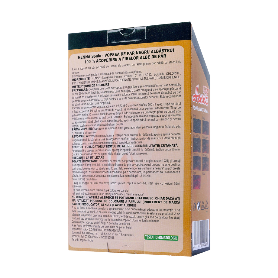 Vopsea par henna sonia premium negu albastrui 60 g