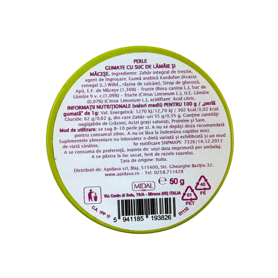 Pastile gumate cu lamaie si macese 50 g