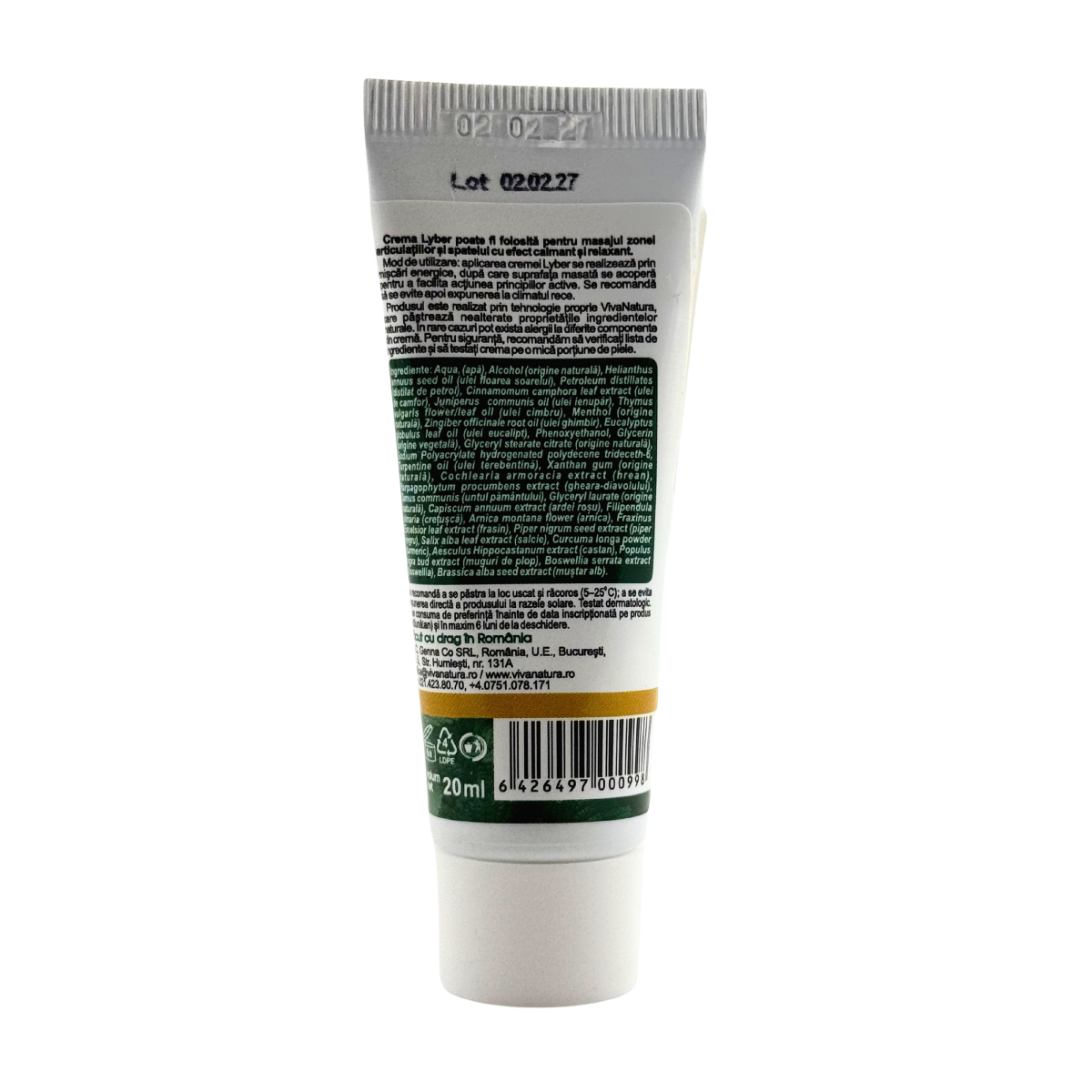 Lyber - Crema Activa Antireumatica cu Untul Pamantului si Petrol 20 ml