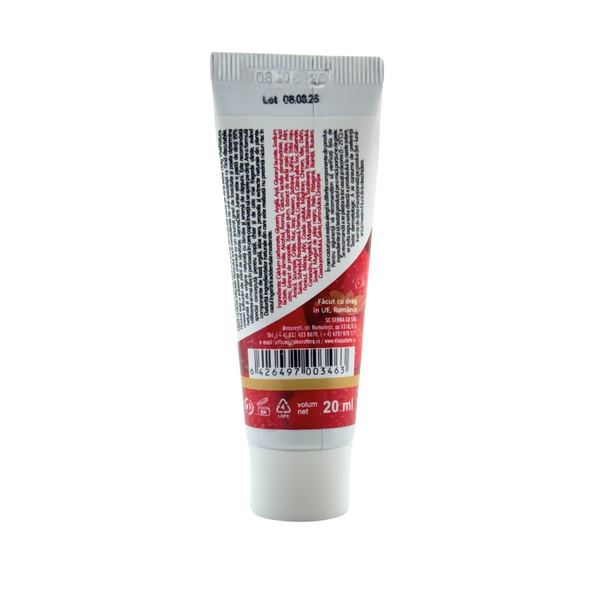Pasta dinti Gennadent Junior capsuni 20 ml