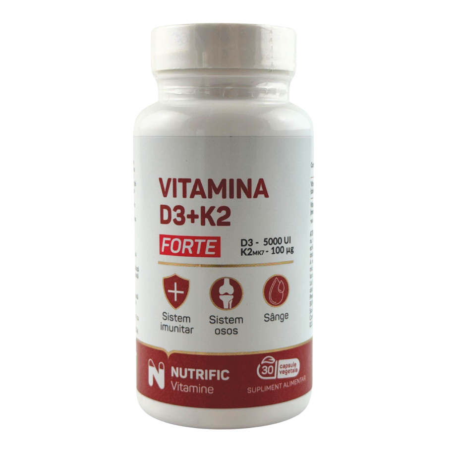 Vitamina D3 5000UI si K2 100mg Forte 30 capsule