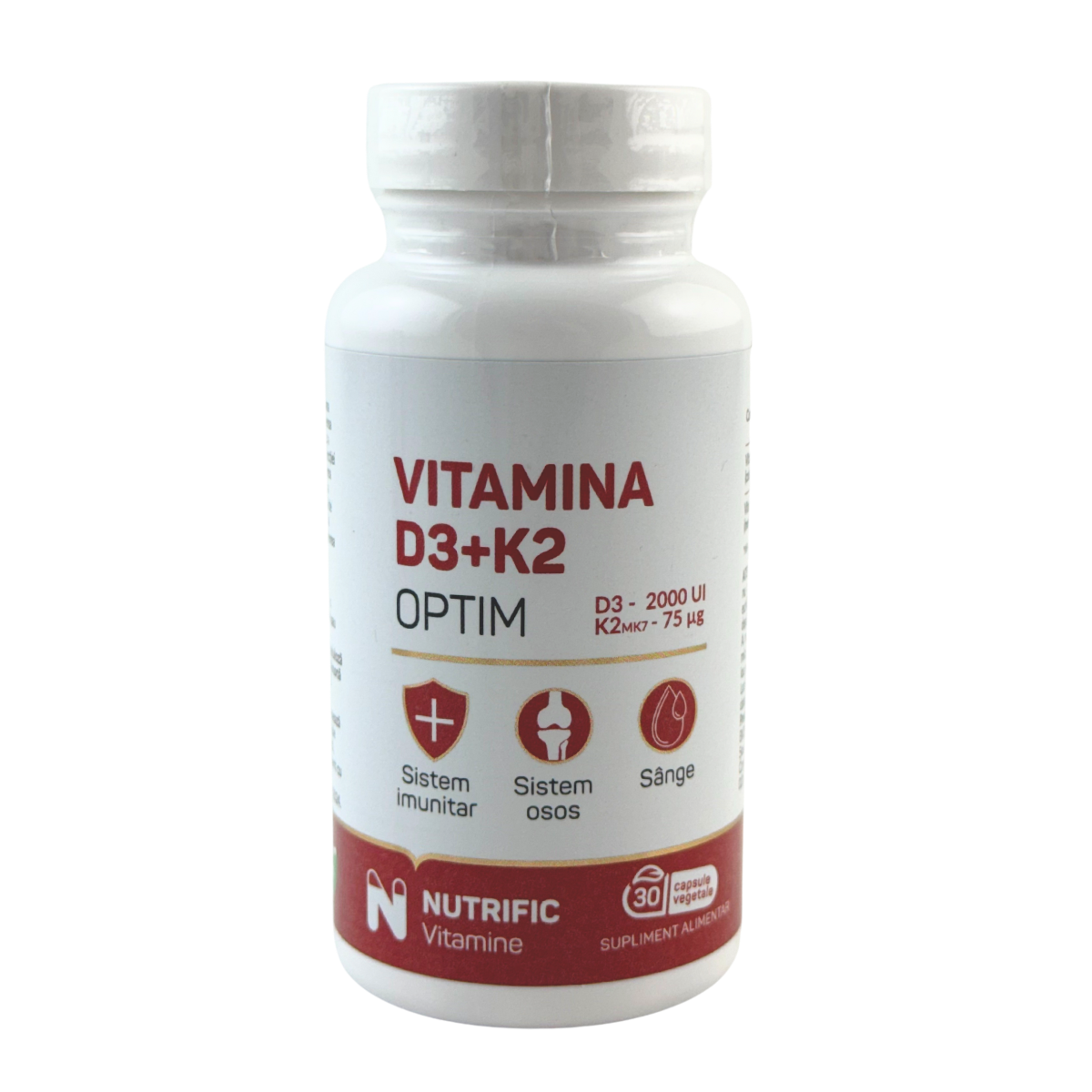 Vitamina D3 2000UI si K2 Optim 30 capsule