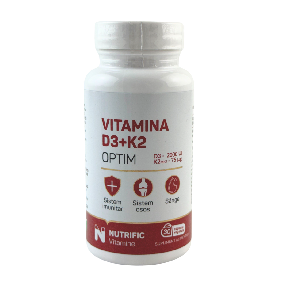 Vitamina D3 2000UI si K2 Optim 30 capsule