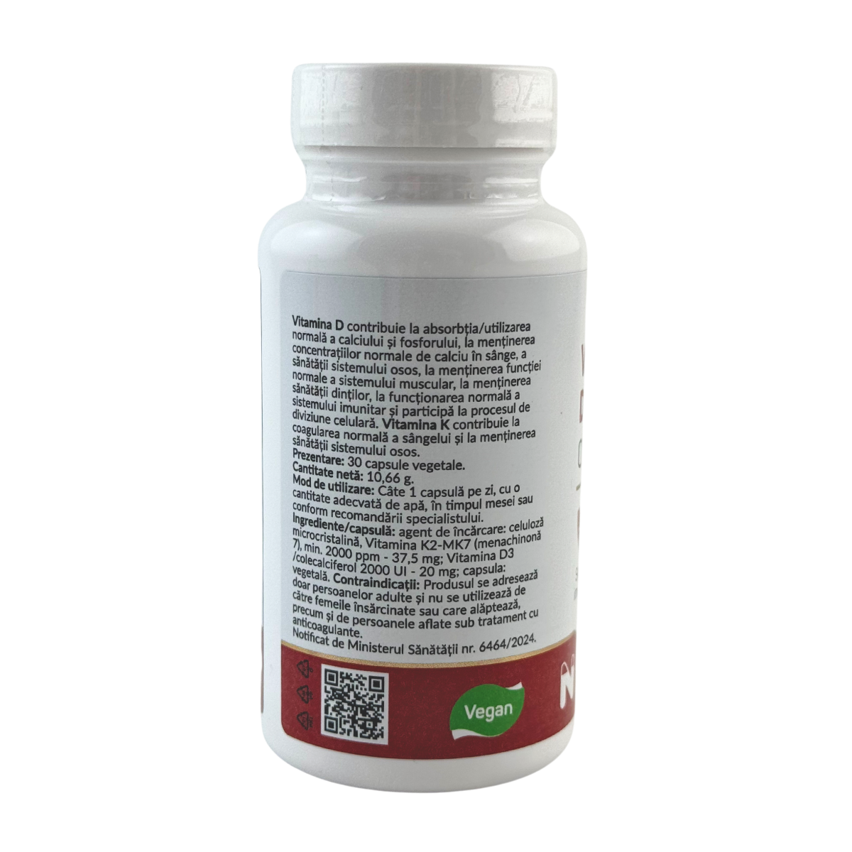 Vitamina D3 2000UI si K2 Optim 30 capsule