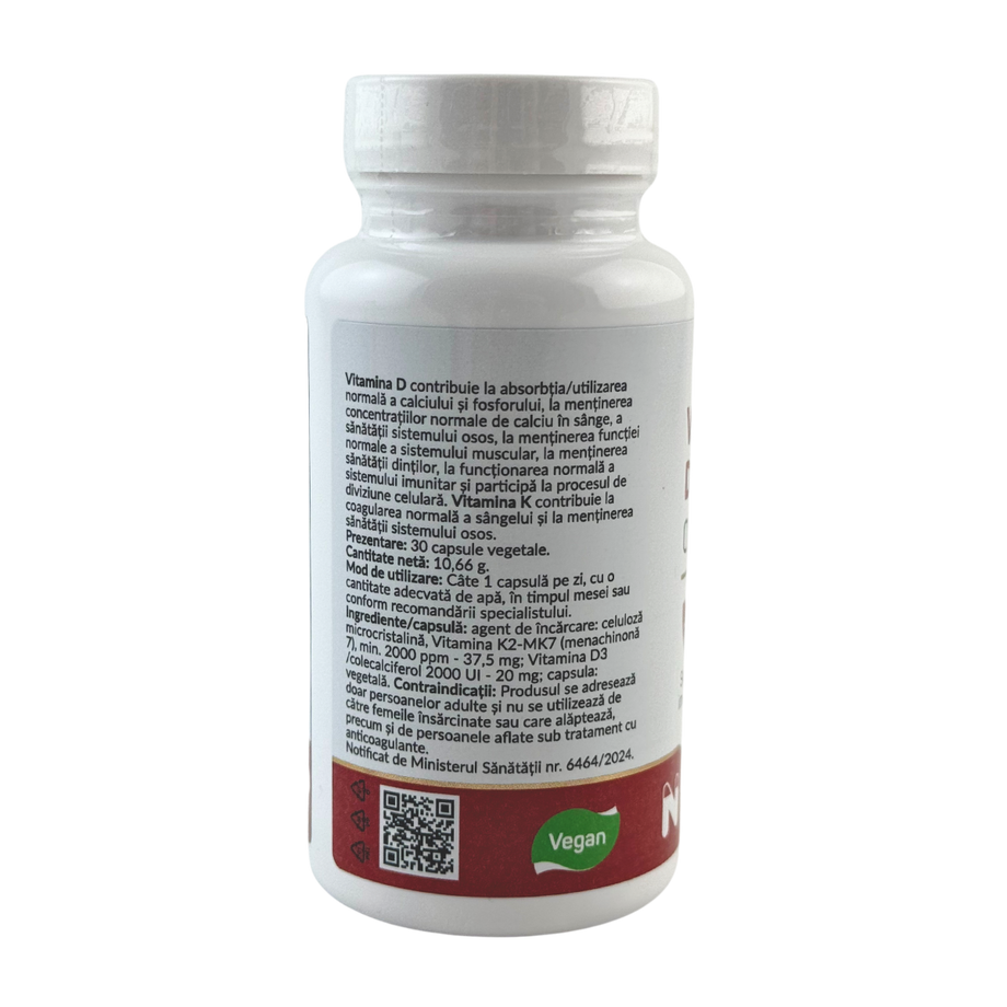 Vitamina D3 2000UI si K2 Optim 30 capsule