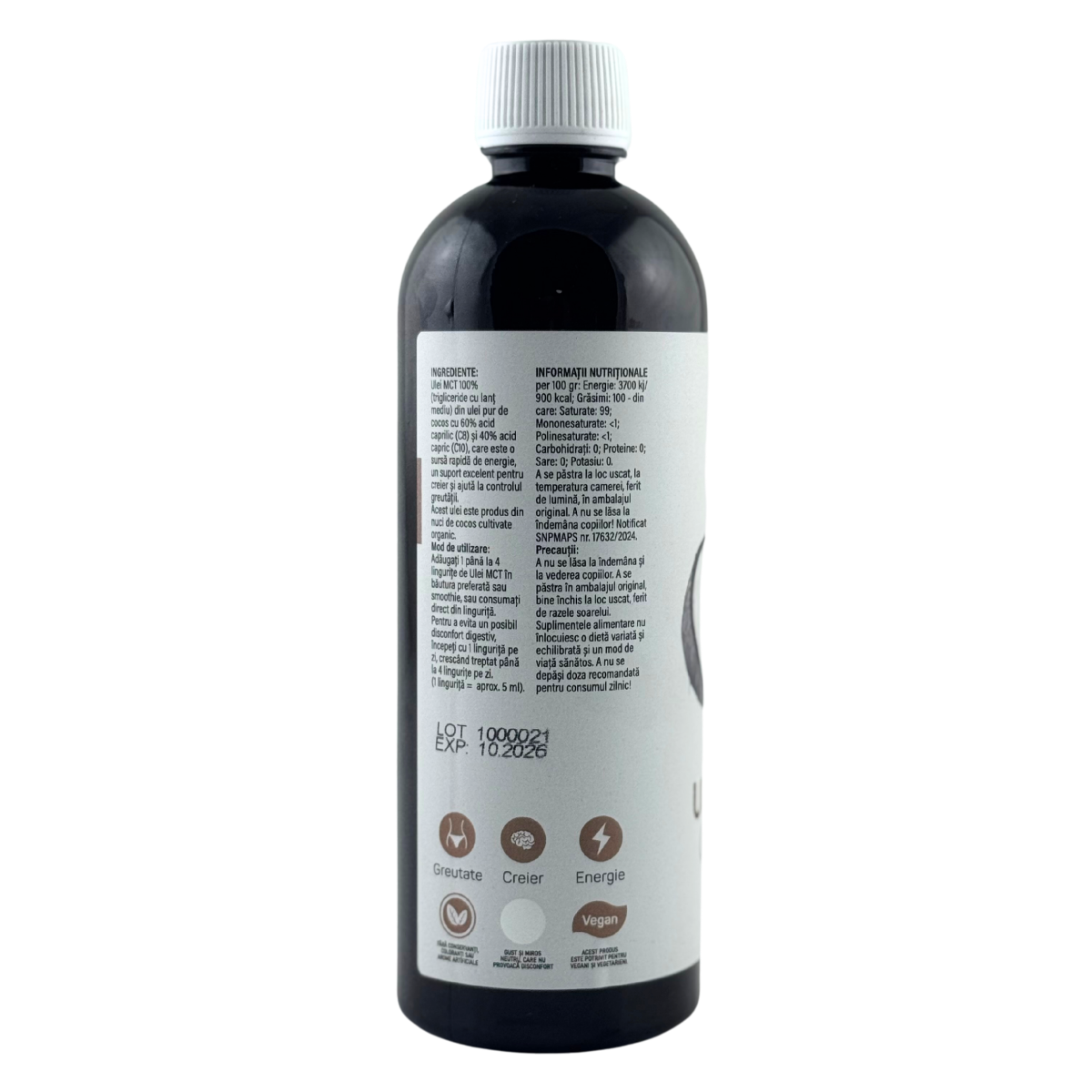 Ulei MCT C8+C10 din ulei pur de cocos 500 ml