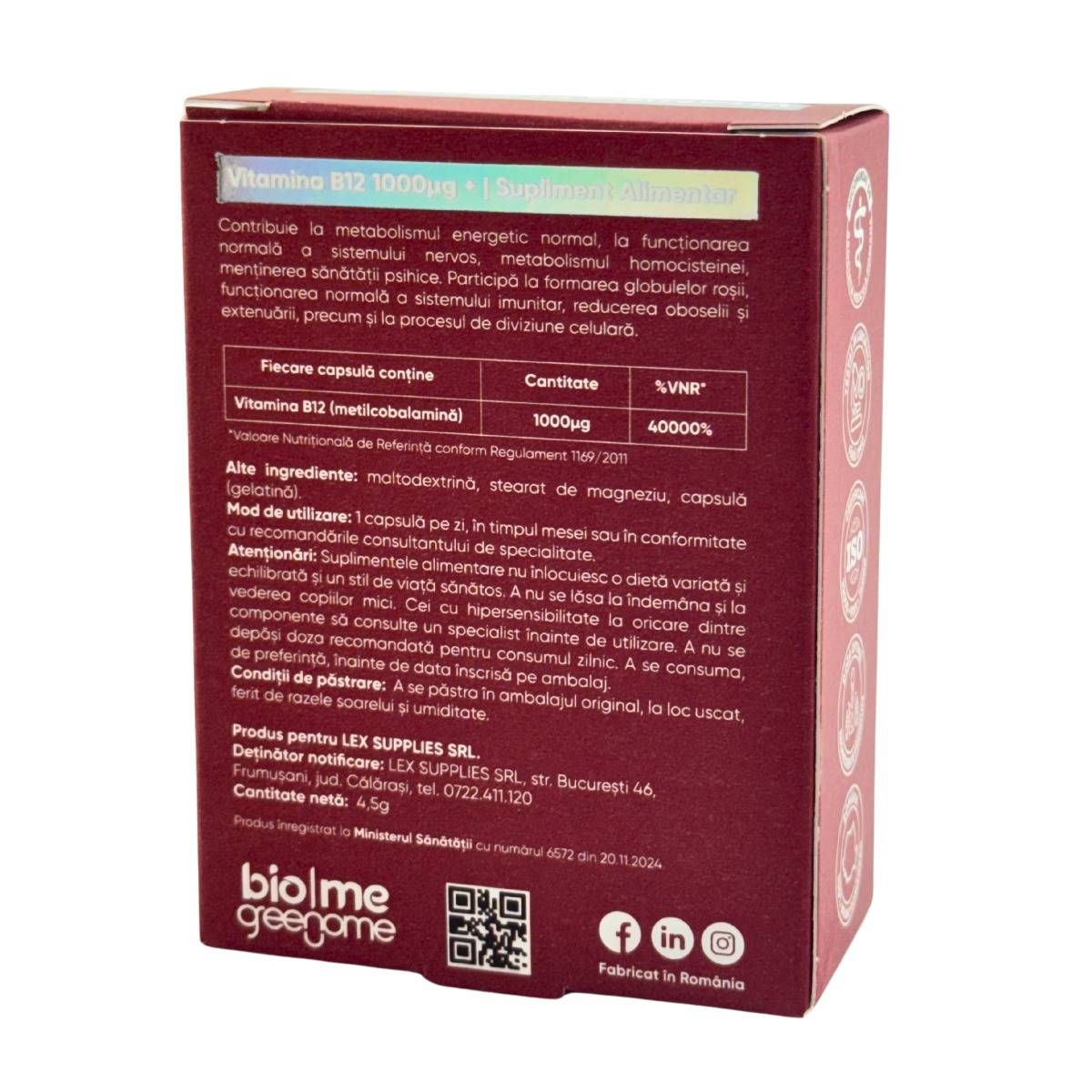 Vitamina B12 1000mcg 30 capsule