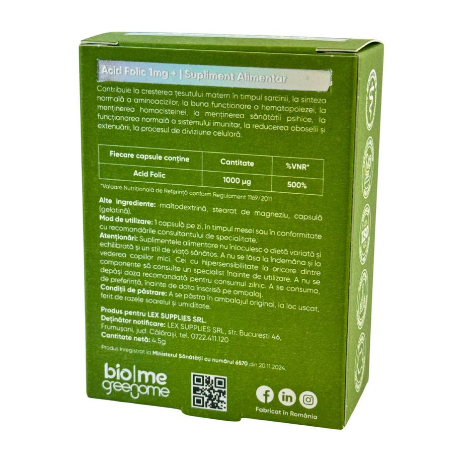 Acid folic 1mg 30 capsule