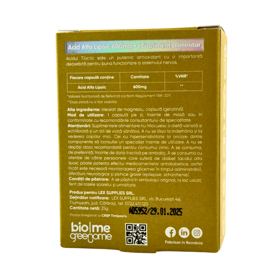 Acid Alfa Lipoic 600 mg 30 capsule