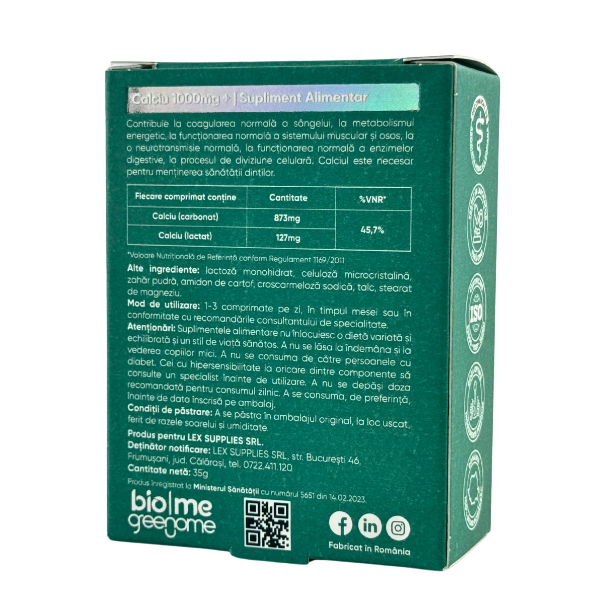 Calciu 1000 mg 30 capsule
