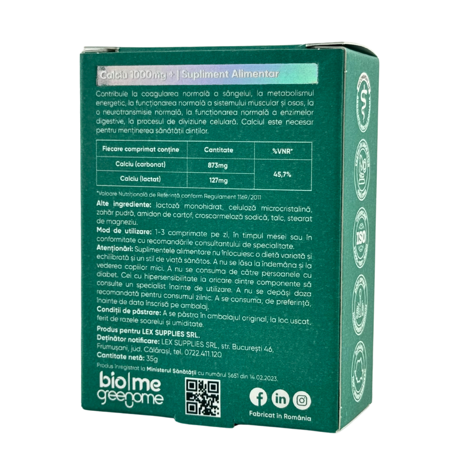 Calciu 1000 mg 30 capsule