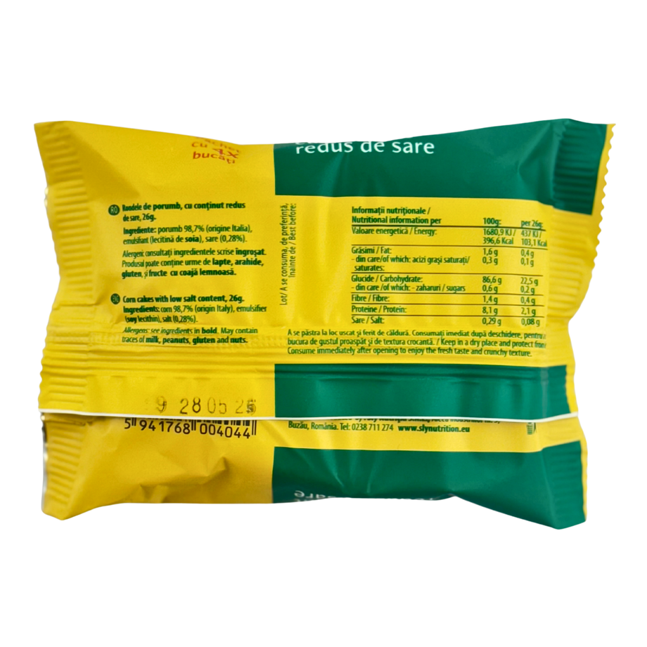Rondele de porumb cu continut redus de sare 26 g