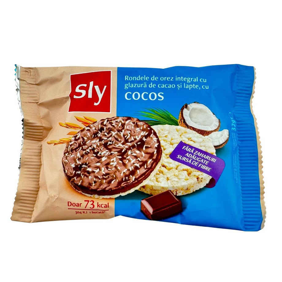 Rondele de orez integral cu cocos si glazura de cacao si lapte cu indulcitor 32 g