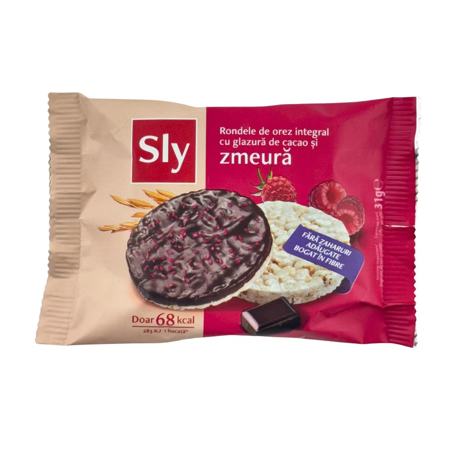 Rondele de orez integral cu glazura de cacao si zmeura cu indulcitor 31 g