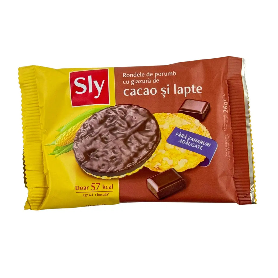 Rondele de porumb cu glazura de cacao si lapte cu indulcitor 26 g