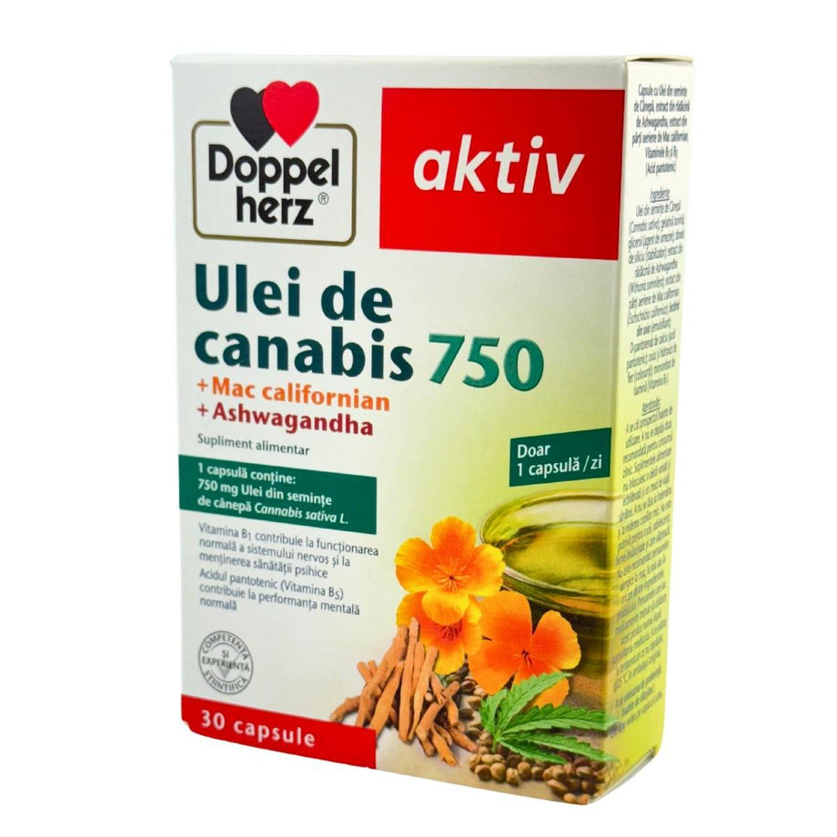Ulei de canabis 750+Mac+Aswagandha 30 capsule