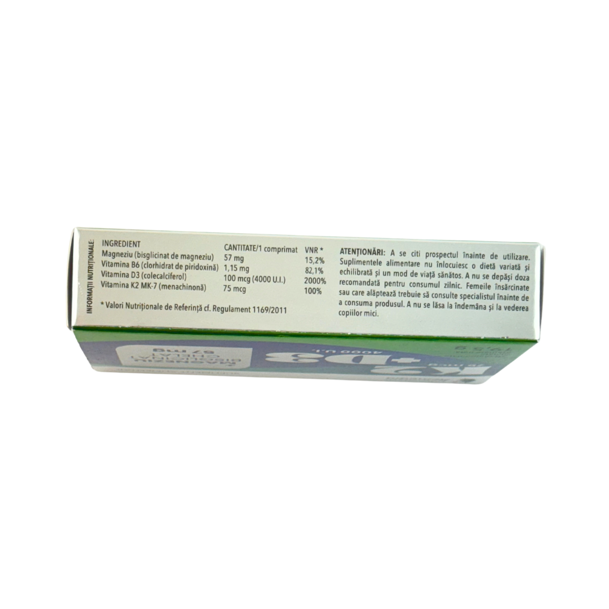 K2 75mcg+ D3 4000 u.i. + magneziu bisglicinat chelat 57mg 30 comprimate