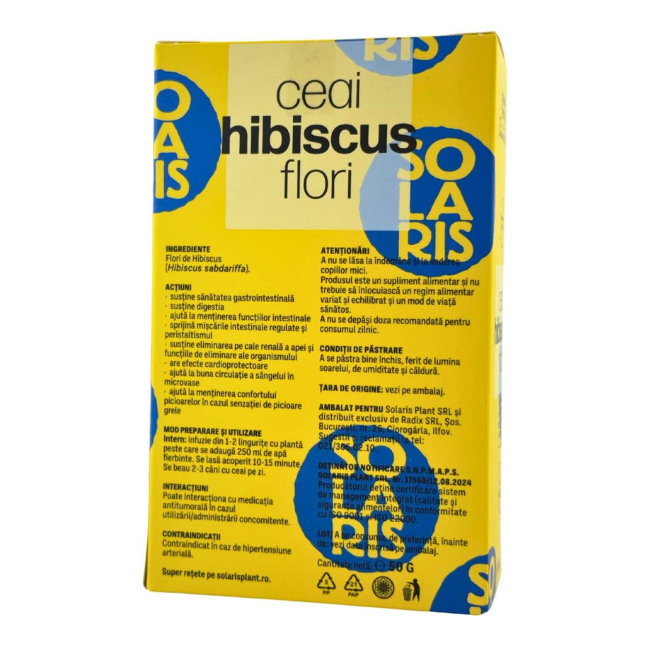 Ceai Hibiscus flori - Tensiune arteriala normala 50 g