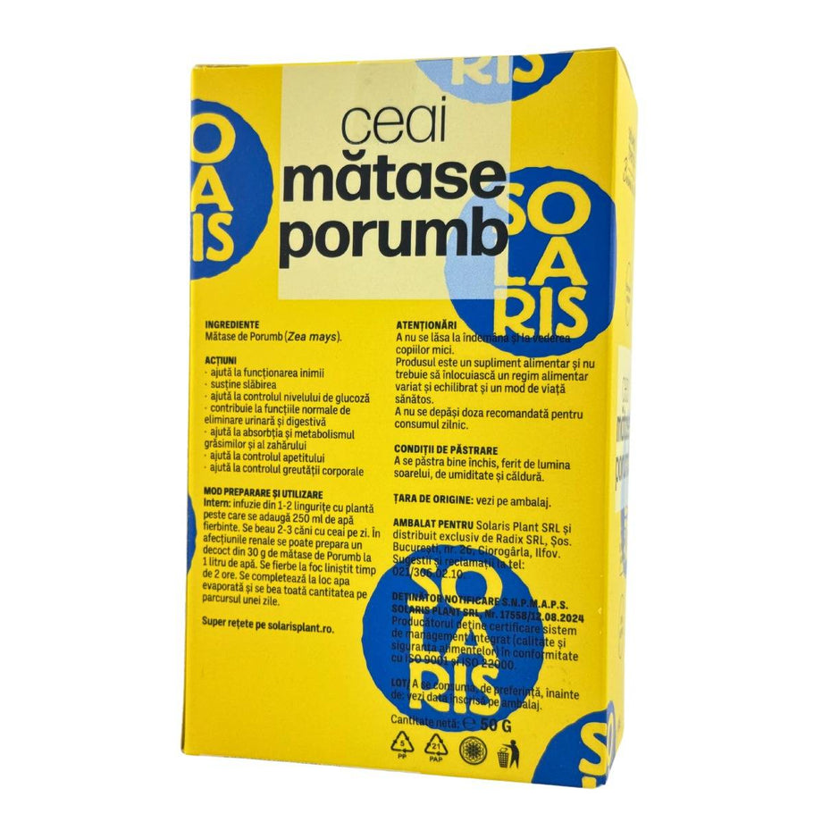 Ceai Matase de Porumb - Eliminarea apei din organism 50 g