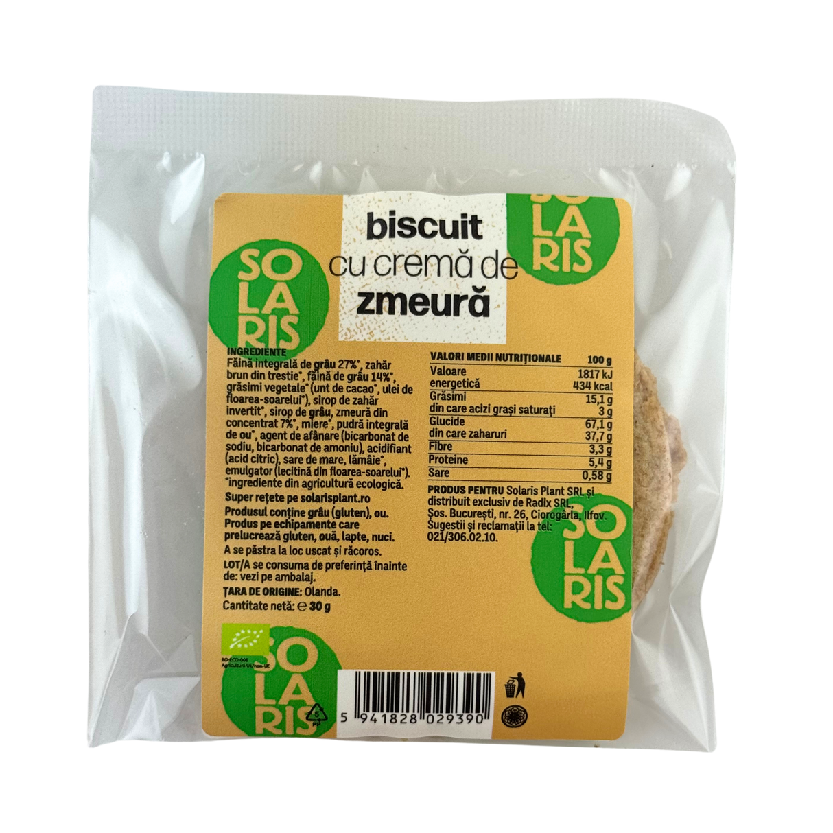 Biscuit cu crema de zmeura 30 g