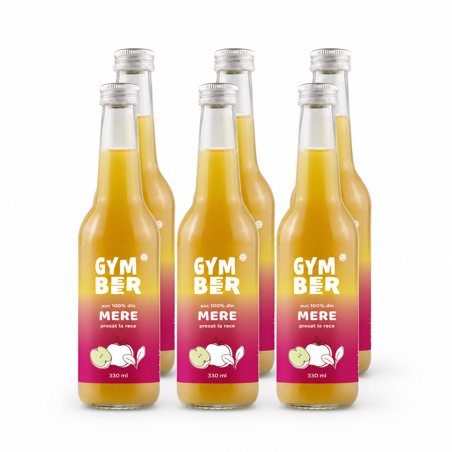 Bax 6 × Suc de Mere 100% natural presat la rece 330 ml