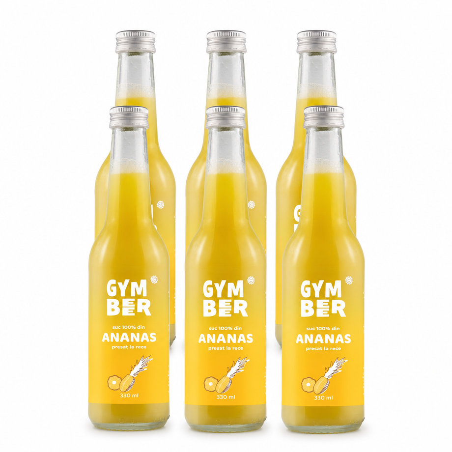 Bax 6 × Suc de ananas 100% natural presat la rece 330 ml