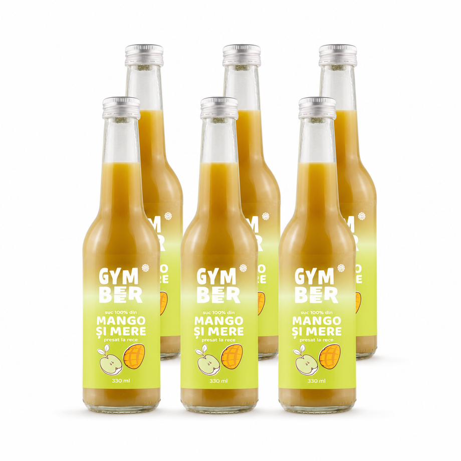 Bax 6 × Suc de mango si mere 100% natural presat la rece 330 ml