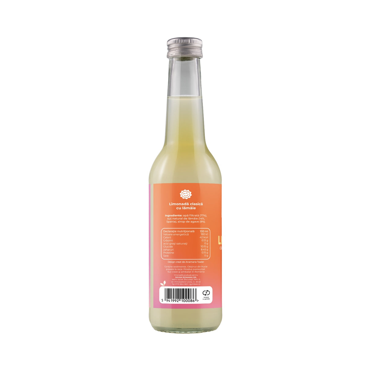 Limonada clasica cu sirop de agave 330 ml